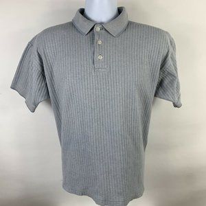 River Trader Polo Shirt Men's Medium Short Sleeve Light Blue Striped 100% Cotton